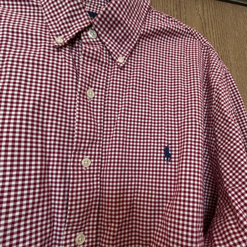 🏇 Ralph Lauren Luxe Burgundy Gingham Shirt | Men’s Long Sleeve | XL